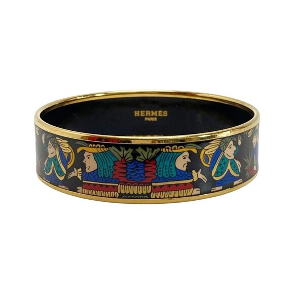 Hermes Jewelry - Hermes Enamel GM Bangle Plated Cloisonne Indian Bracelet